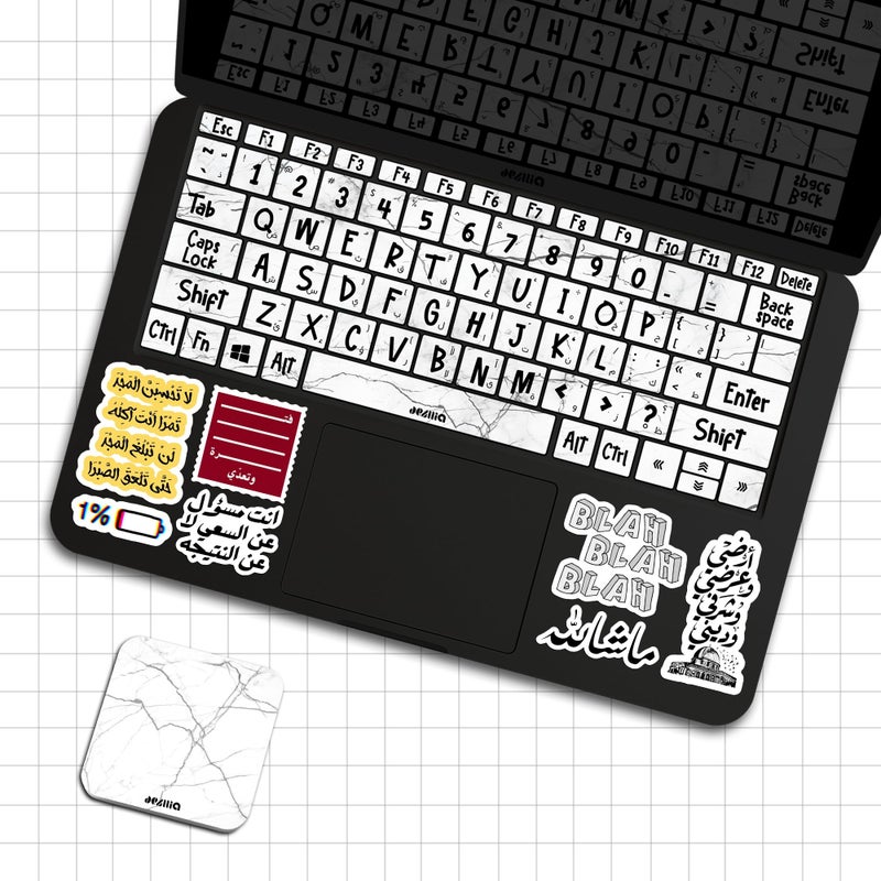 Keyboard stickers compatible with the majority of operating systems - White Marble style - SK/04