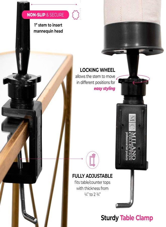 Milano Collection Wig Making & Styling Essentials Kit, Includes 21” Cork Canvas Block Wig Head and 30 pc. T-Pins, Table Clamp Wig Stand, Great for Beginners to Experts - Image 5
