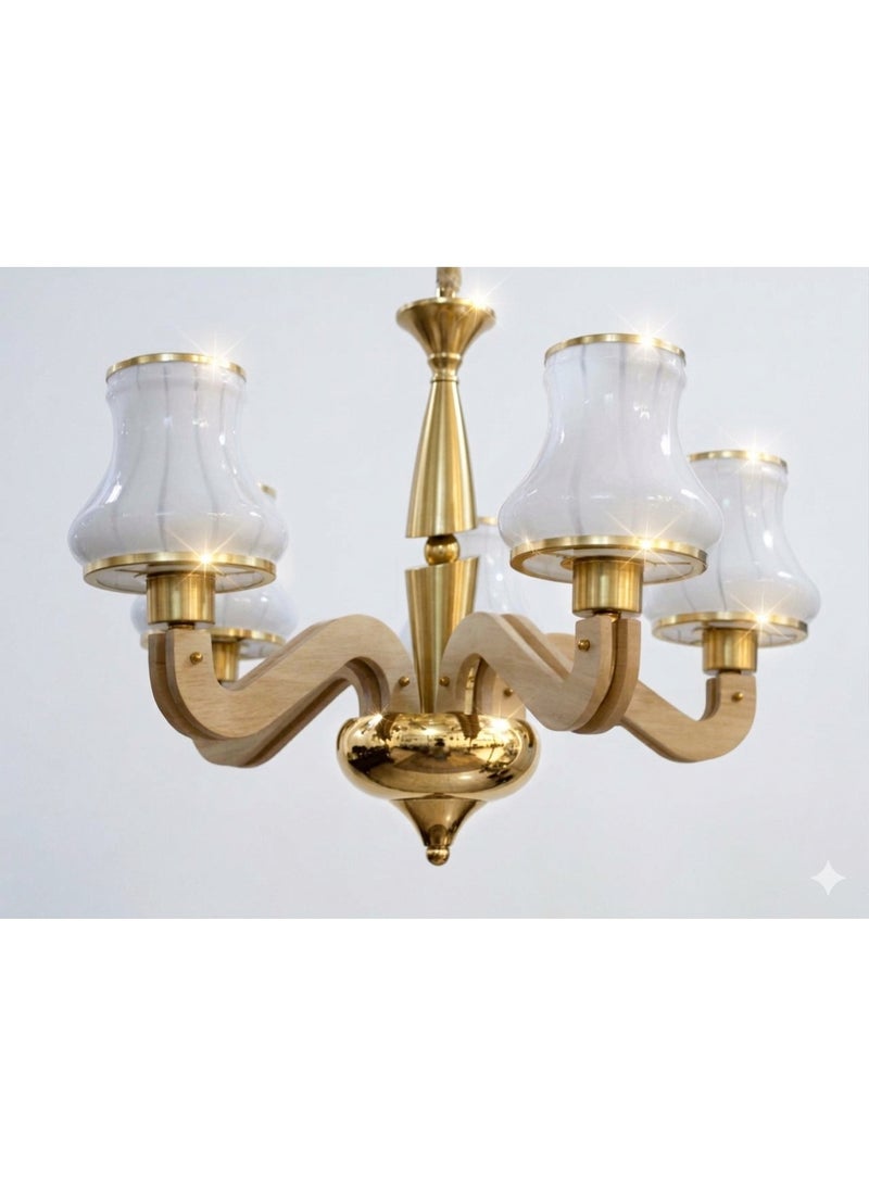 Decorative Wooden & Gold Chandelier - Image 2