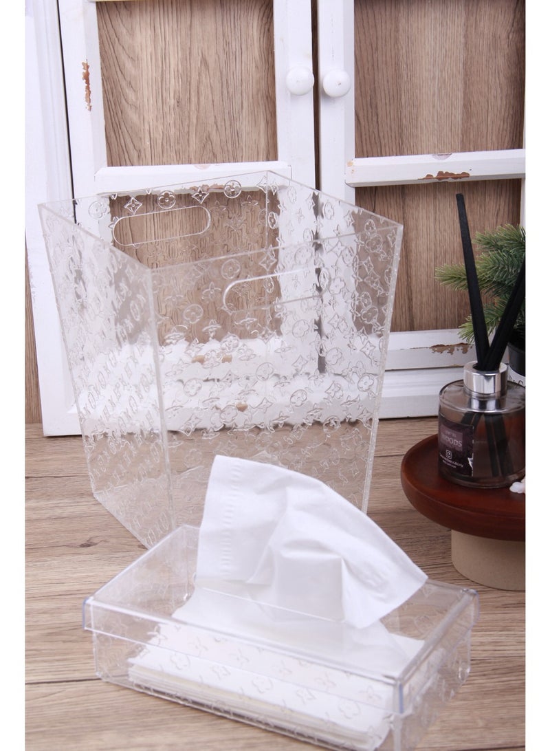 طقم سلة مهملات وعلبة حامل مناديل - Image 1