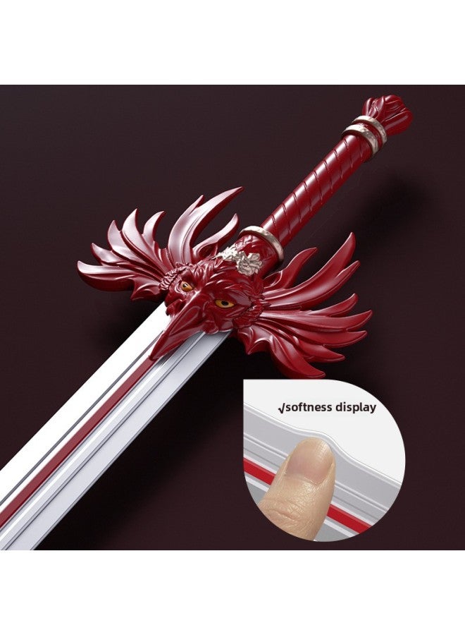Toy Sword Simulation Vermilion Sword Shield Children's Toy Sword Soft Rubber Material PU Sword Set Sword Toy-Color:Green Dragon Sword  - Image 4
