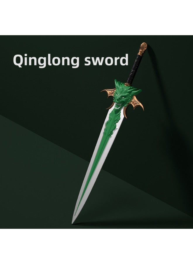 Toy Sword Simulation Vermilion Sword Shield Children's Toy Sword Soft Rubber Material PU Sword Set Sword Toy-Color:Green Dragon Sword  - Image 1