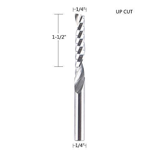SpeTool Extra Long O Flute Spiral End Mill Carbide Router Bits 1-1/2 inch Cutting Length Single Flute Upcut for Acrylic PVC MDF Aluminum Cutter - Image 2