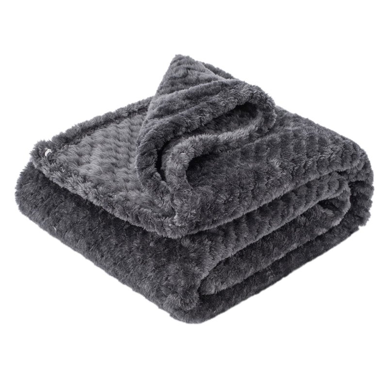 Fuzzy Blanket or Fluffy Blanket for Baby Girl or boy Soft Warm Cozy Coral Fleece Toddler Infant or Newborn Receiving Blanket for Crib Stroller Travel Decorative 40Wx60L MDark Grey