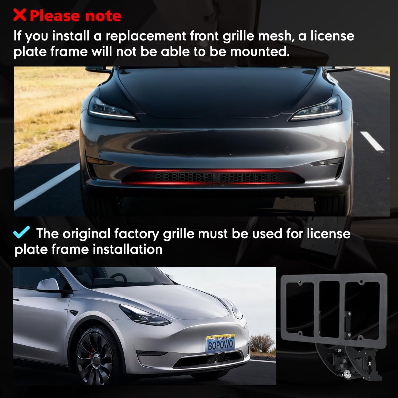 Bopowo The Original No Drill Front License Plate Holder Fit for 2017-2023 Tesla Model 3& 2020-2024 Tesla Model Y with Safety Design, No Adhesives License Frame - Image 3