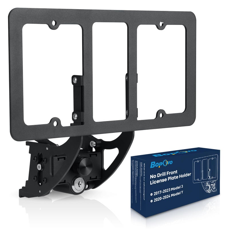 Bopowo The Original No Drill Front License Plate Holder Fit for 2017-2023 Tesla Model 3& 2020-2024 Tesla Model Y with Safety Design, No Adhesives License Frame - Image 1