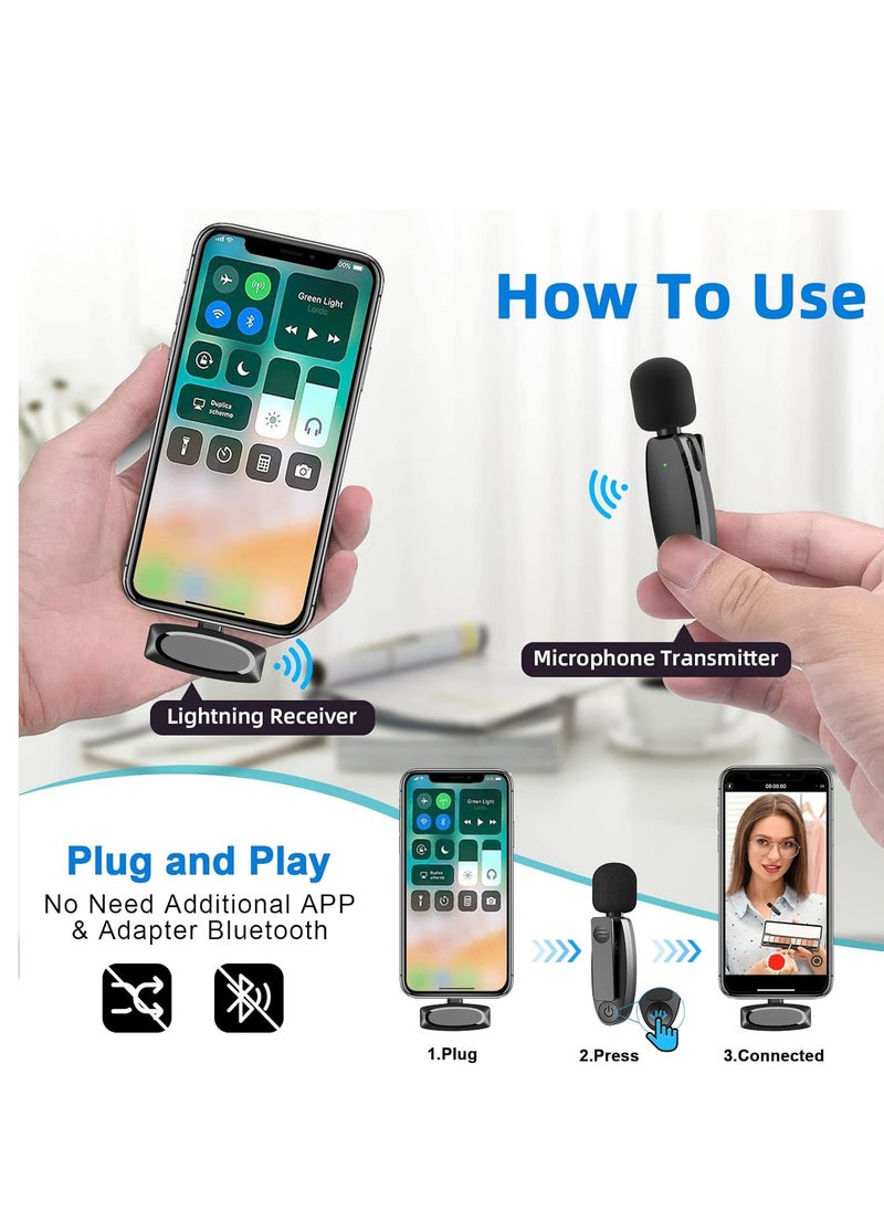 ELTRAZONE - 2 Pack Wireless Lavalier Microphone for iPhone Mini Microphone Wireless Mic for iPhone iPad Video Recording Podcast YouTube Facebook TikTok Live Stream Vlog Auto-Sync NO APP or Bluetooth Needed - Image 1