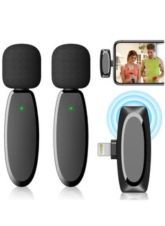 2 Pack Wireless Lavalier Microphone for iPhone Mini Microphone Wireless Mic for iPhone iPad Video Recording Podcast YouTube Facebook TikTok Live Stream Vlog Auto-Sync NO APP or Bluetooth Needed