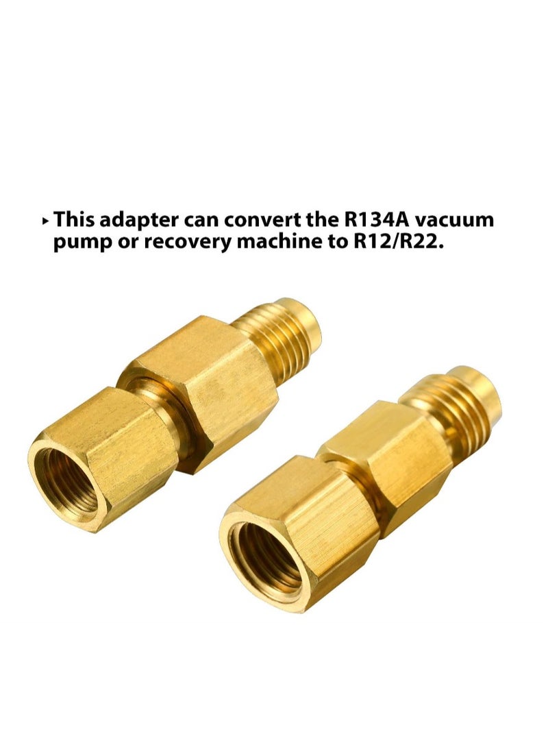 4 Pieces 6015 R134A Brass Refrigerant Tank Adapter to R12 Fitting Adapter Yakumuz 1/2 Female to 1/4 Male Flare Adaptor Valve Core and 6014 Vacuum Pump Adapter 1/4 Inch Flare Female to 1/2 Inch Male - Image 5