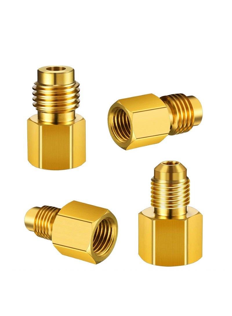 4 Pieces 6015 R134A Brass Refrigerant Tank Adapter to R12 Fitting Adapter Yakumuz 1/2 Female to 1/4 Male Flare Adaptor Valve Core and 6014 Vacuum Pump Adapter 1/4 Inch Flare Female to 1/2 Inch Male - Image 1