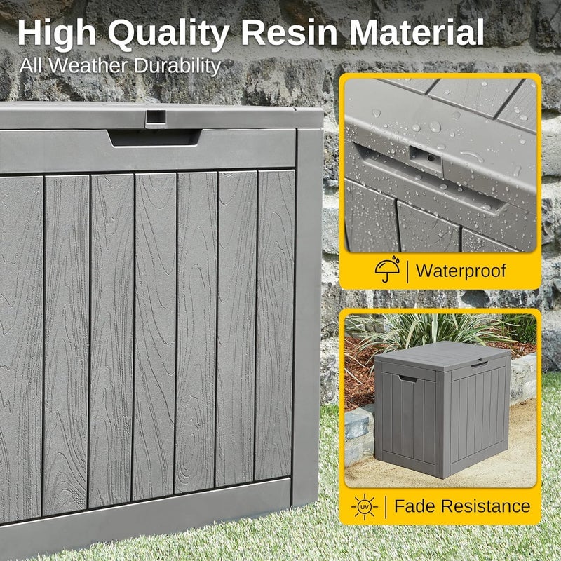 Modern Portable Outdoor Storage Box Lockable Deck Box Waterproof Resin Storage Bin for Package Delivery, Gardening Tools, Patio Cushions, UV Resistant (Grey, 118L) - Image 3