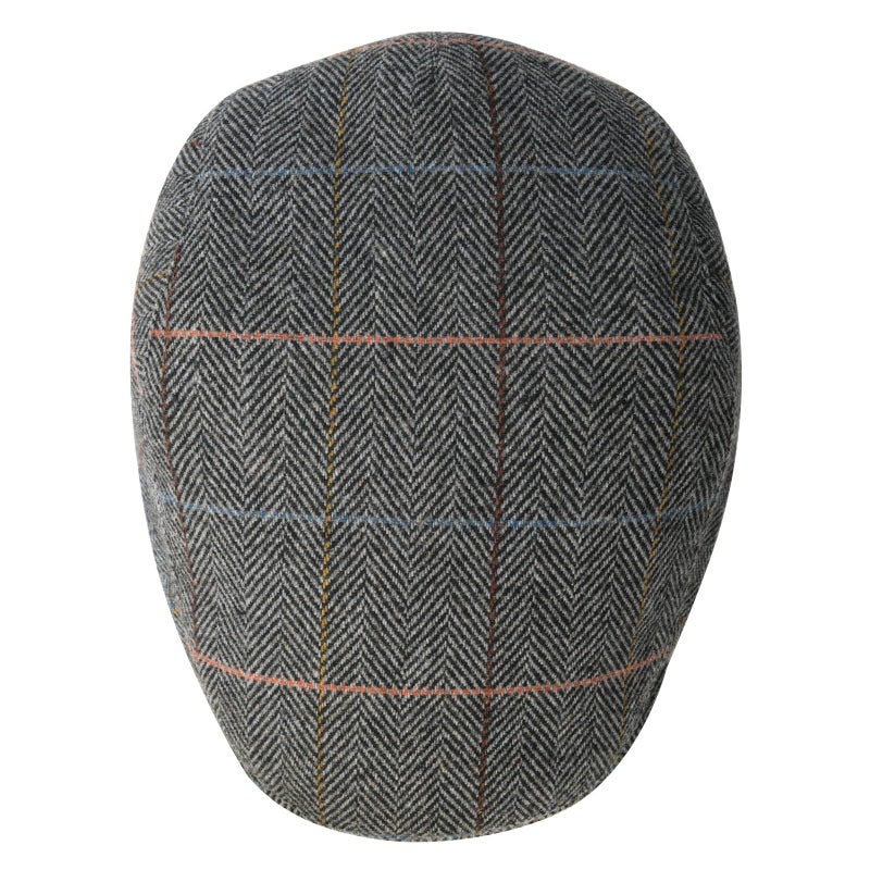 FEINION Men Wool Blend Flat Cap Tweed Newsboy Ivy Hat (Plaid Grey) - Image 4