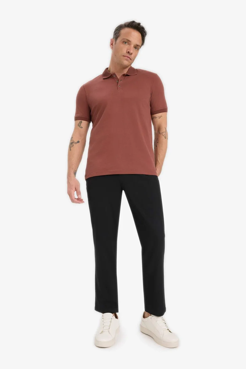 ديفاكتو Slim Fit Polo Collar Pique Short Sleeve Polo T-Shirt
