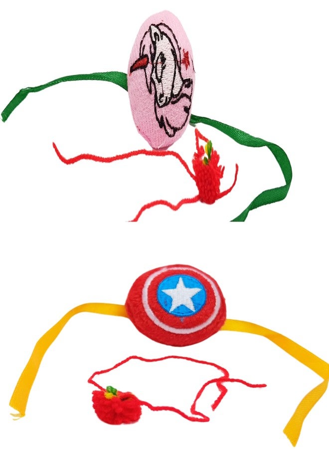 KAVIM® RAKHI 2 cotton soft fabric kids rakhi & 1 Krishna ji ki rakhi RA 24431 Rakhi for Brother & Kids - Image 1
