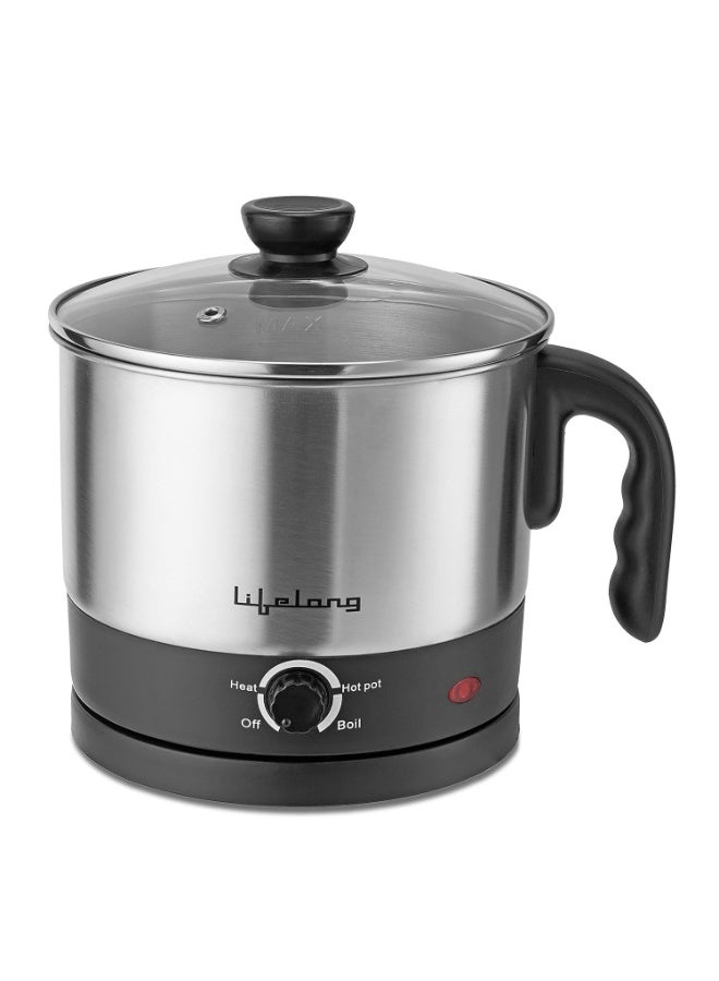 Lifelong Multifunction Cooker/Kettle 1.5 litres (Best for Boiling Milk, Eggs, Soup and Maggi/Noodles), Silver, 1.5 liters (LLMC01), Stainless Steel, 600 Watt - Image 1
