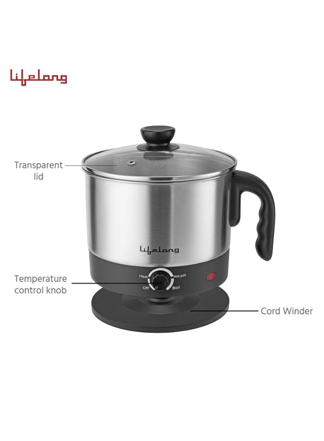Lifelong Multifunction Cooker/Kettle 1.5 litres (Best for Boiling Milk, Eggs, Soup and Maggi/Noodles), Silver, 1.5 liters (LLMC01), Stainless Steel, 600 Watt - Image 2