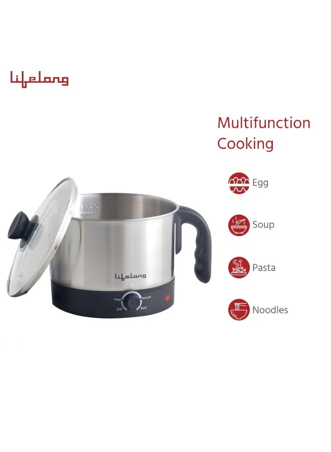 Lifelong Multifunction Cooker/Kettle 1.5 litres (Best for Boiling Milk, Eggs, Soup and Maggi/Noodles), Silver, 1.5 liters (LLMC01), Stainless Steel, 600 Watt - Image 3