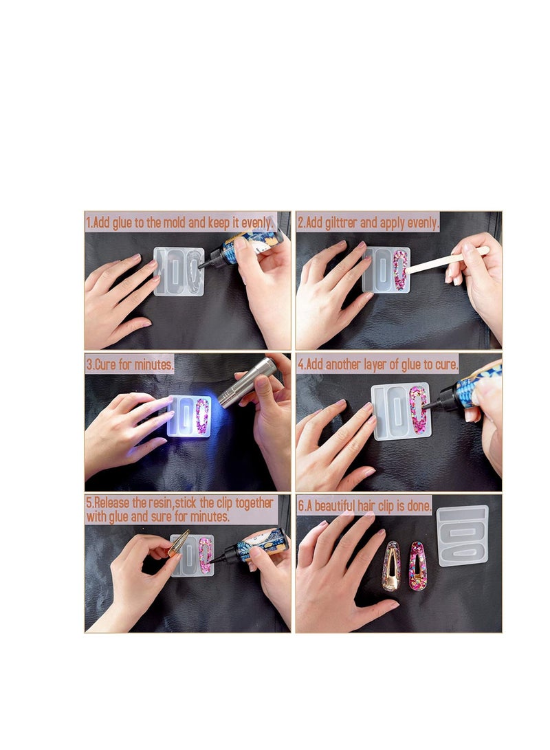 SYOSI Jewelry Casting Mold, Silicone Resin Molds DIY Hair Clip, and Barrettes for Pendant Making, Resin Hair Clips Mold for Pin Making, Hair Pin Silicone Resin Molds for Epoxy Resin Crafts 63 Pcs - Image 5