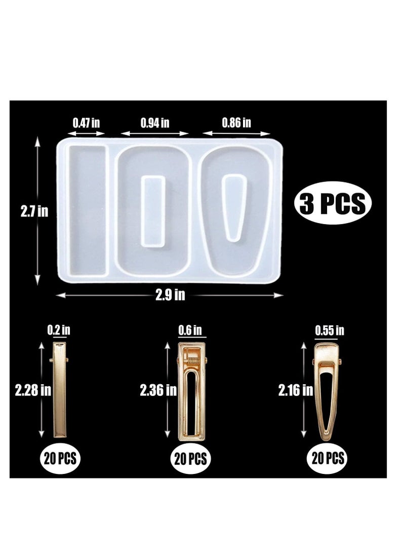 SYOSI Jewelry Casting Mold, Silicone Resin Molds DIY Hair Clip, and Barrettes for Pendant Making, Resin Hair Clips Mold for Pin Making, Hair Pin Silicone Resin Molds for Epoxy Resin Crafts 63 Pcs - Image 2