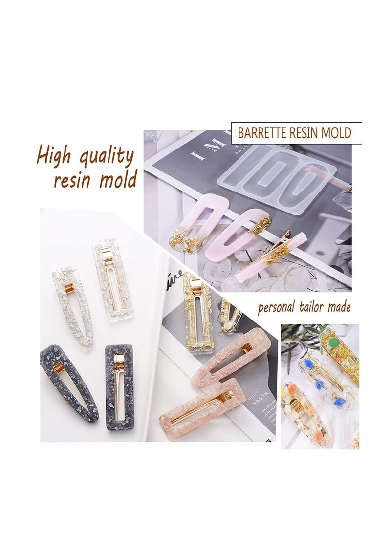 SYOSI Jewelry Casting Mold, Silicone Resin Molds DIY Hair Clip, and Barrettes for Pendant Making, Resin Hair Clips Mold for Pin Making, Hair Pin Silicone Resin Molds for Epoxy Resin Crafts 63 Pcs - Image 4