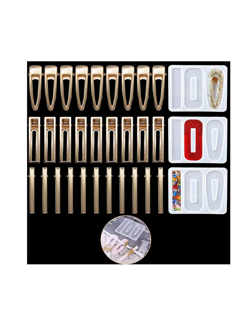 SYOSI Jewelry Casting Mold, Silicone Resin Molds DIY Hair Clip, and Barrettes for Pendant Making, Resin Hair Clips Mold for Pin Making, Hair Pin Silicone Resin Molds for Epoxy Resin Crafts 63 Pcs - Image 1