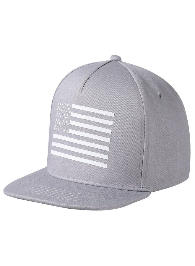 UALON Baseball Cap, Snapback Trucker Hat for Men & Women with American Flag and Adjustable, Breathable Mesh, Flat Bill Hats Gray, Gray, One size - Image 1