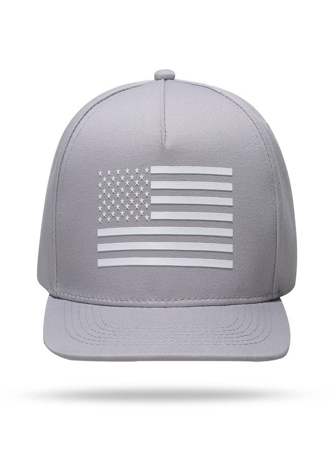 UALON Baseball Cap, Snapback Trucker Hat for Men & Women with American Flag and Adjustable, Breathable Mesh, Flat Bill Hats Gray, Gray, One size - Image 3
