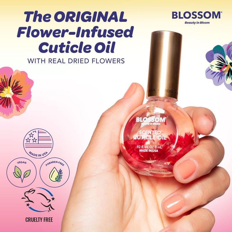 Blossom Cuticle Oil for Nails, Hydrating, Moisturizing, Scented Nail Oil Cuticle Care, Infused with Real Flowers, Made in USA, 0.92 fl. oz, Hibiscus - Image 3