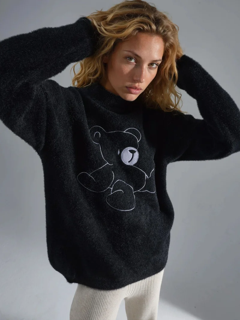 MY FASHION Oversize Teddy Bear Plush Sweater