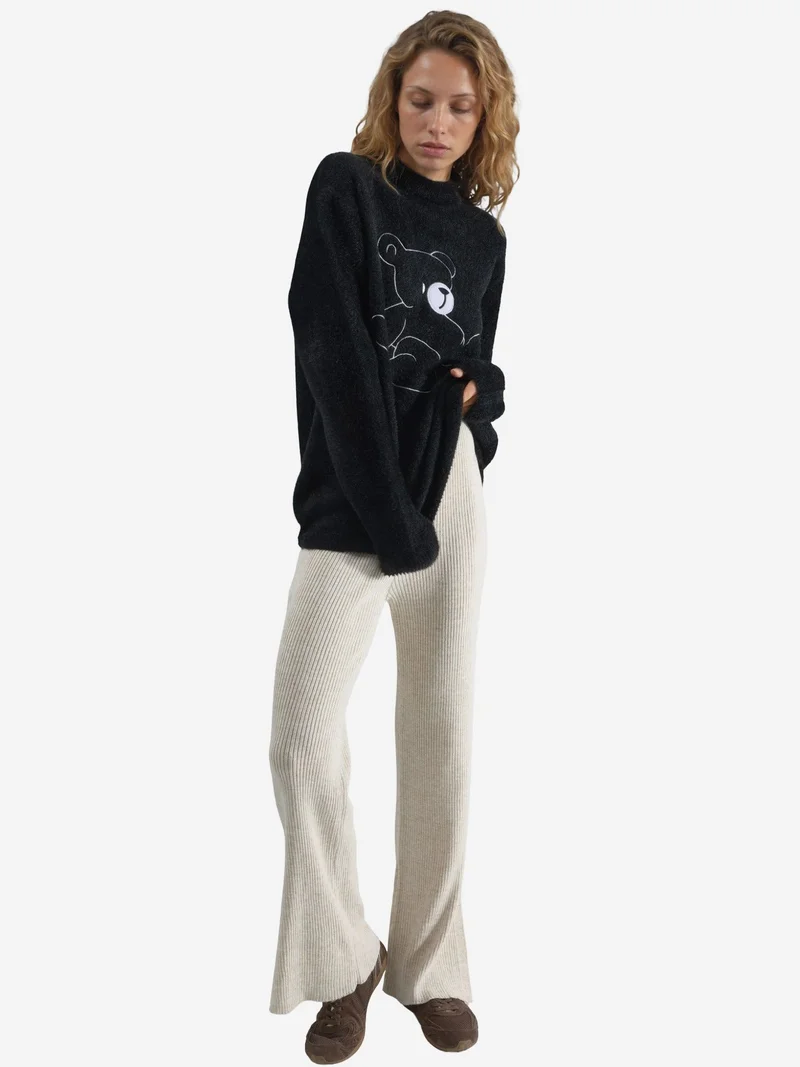 My Fashion Black MY FASHION Oversize Teddy Bear Plush Sweater for Women | Best Price UAE