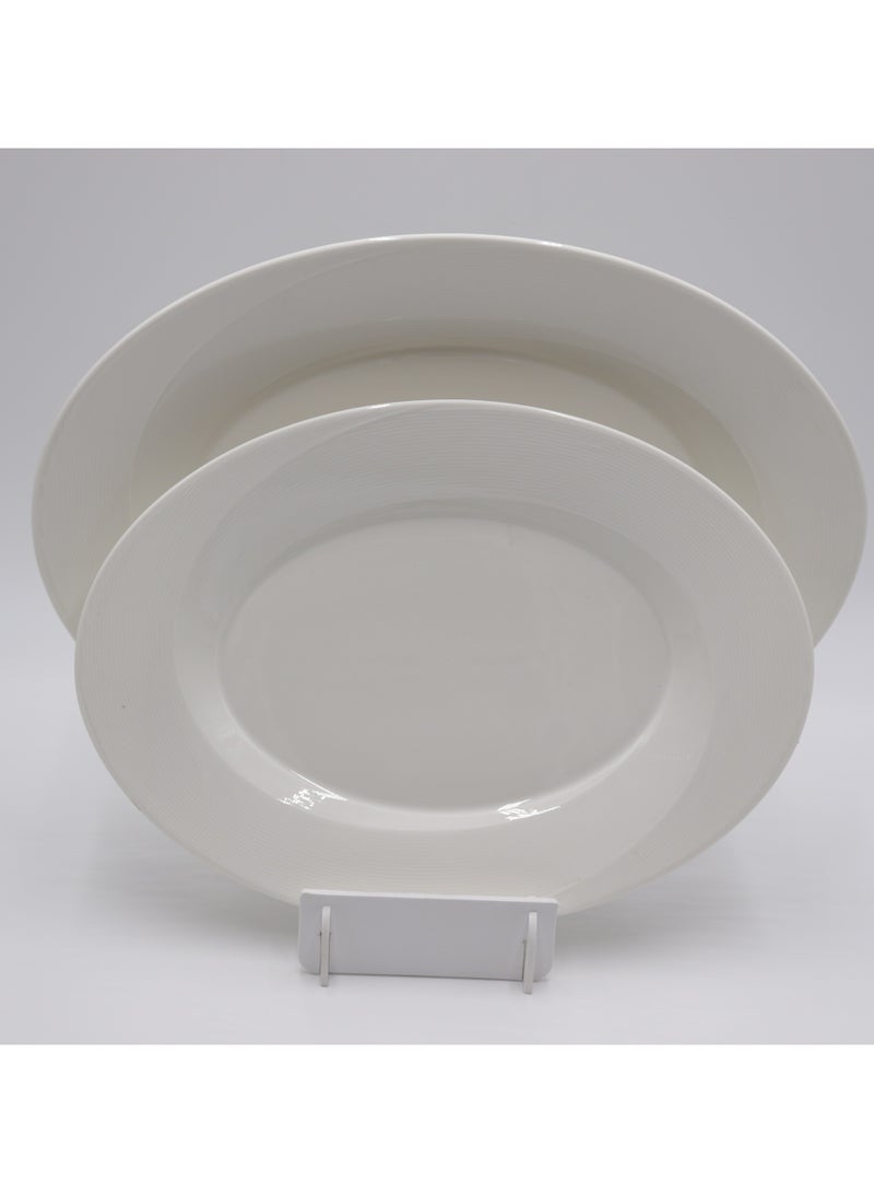 AJ طبق بيضاوي سيراميك أبيض - 12 بوصة - Image 2