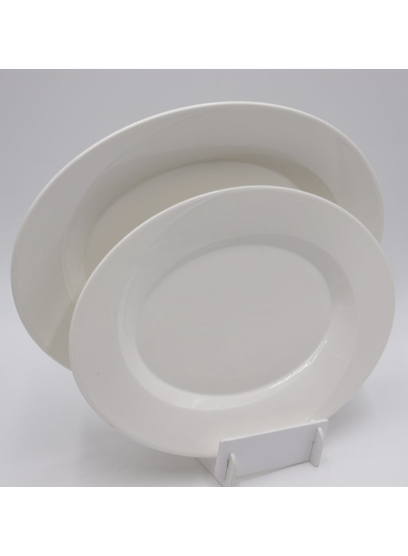 AJ طبق بيضاوي سيراميك أبيض - 12 بوصة - Image 1