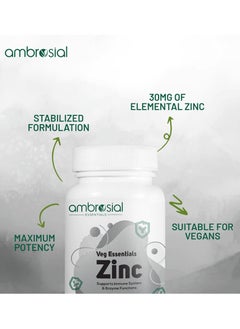 ambrosial 30 Mg Zinc capsules to support immune system and enzyme functions 60 Vej capsules  - Image 4