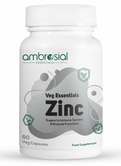 ambrosial 30 Mg Zinc capsules to support immune system and enzyme functions 60 Vej capsules  - Image 1