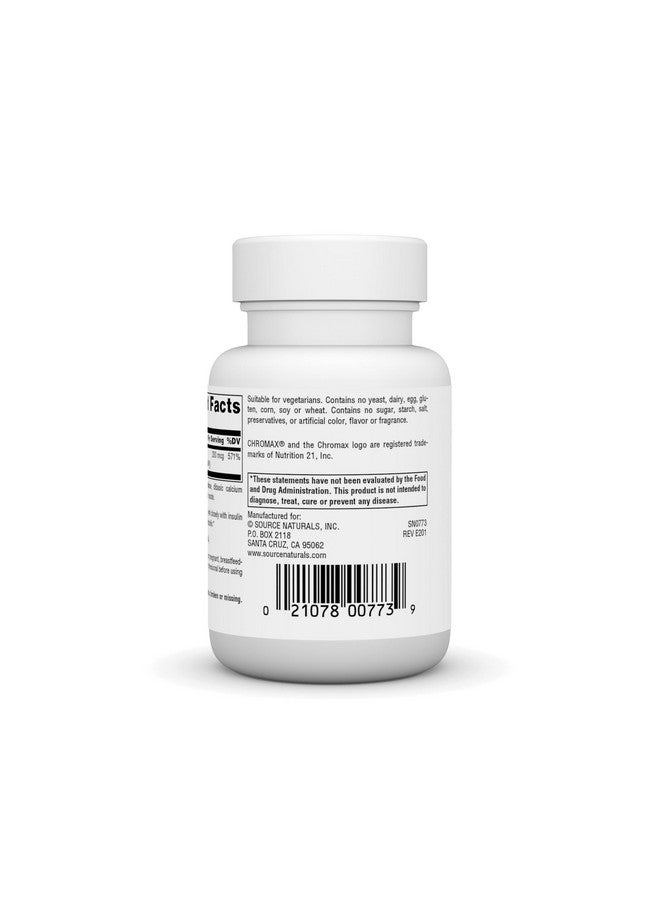 Source Naturals سورس ناتشورالز كروم بيكولينات، كروم خالي من الخميرة، 200 ميكروغرام - 60 قرص - Image 3