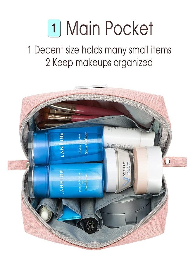 Narwey Small Makeup Bag for Purse Mini Cosmetic Bag Travel Makeup Pouch Zipper Pouch Cute Make up Bags with Compartments for Women (Small, Pink) - Image 2