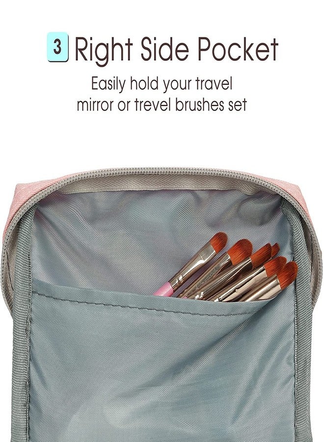 Narwey Small Makeup Bag for Purse Mini Cosmetic Bag Travel Makeup Pouch Zipper Pouch Cute Make up Bags with Compartments for Women (Small, Pink) - Image 4