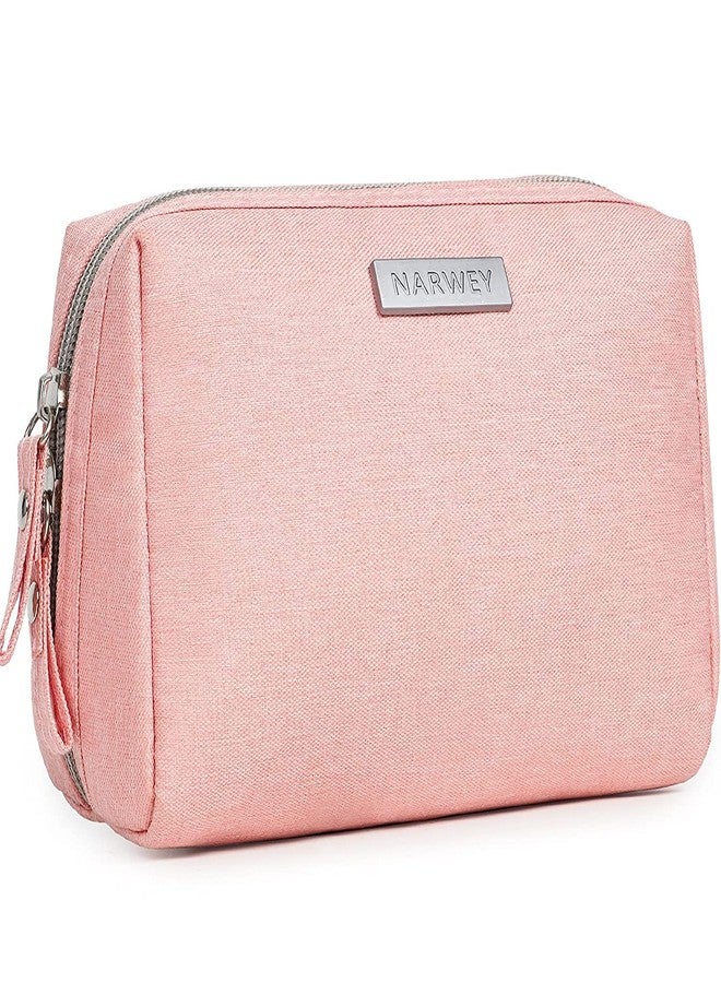 Narwey Small Makeup Bag for Purse Mini Cosmetic Bag Travel Makeup Pouch Zipper Pouch Cute Make up Bags with Compartments for Women (Small, Pink) - Image 1
