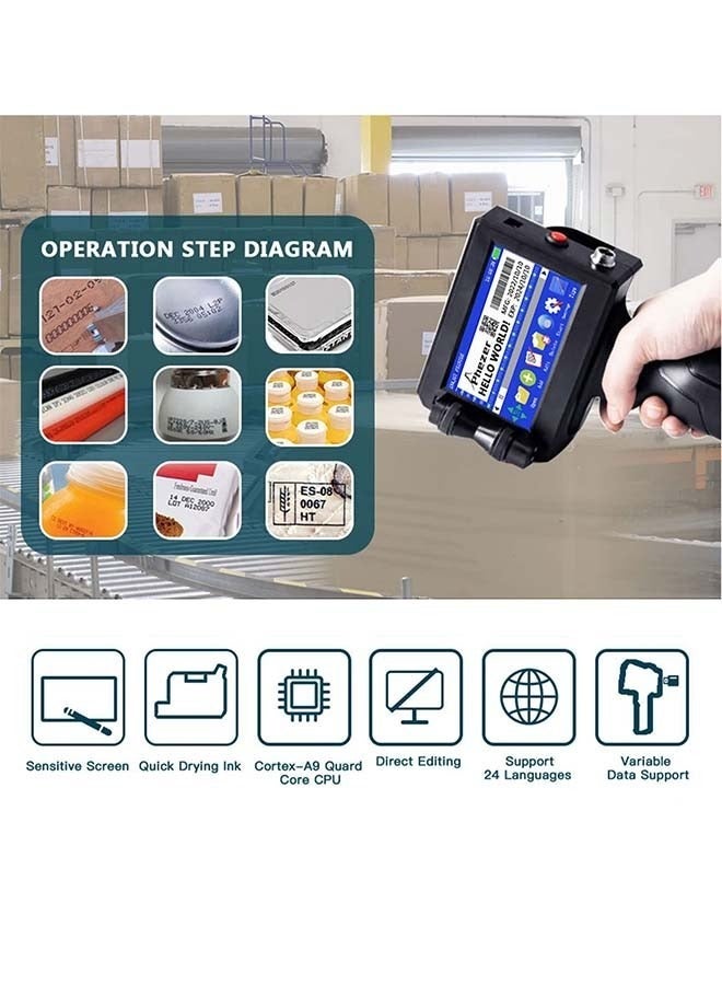 Sakulight Handheld Inkjet Printer for Any Surface 0.5 Inch Nozzle for QRCode Barcode Production Date Time Logo Batch Number Print On Glass Bag Carton Box Wood Cloth Plastic Cable (25 Languages)  - Image 5