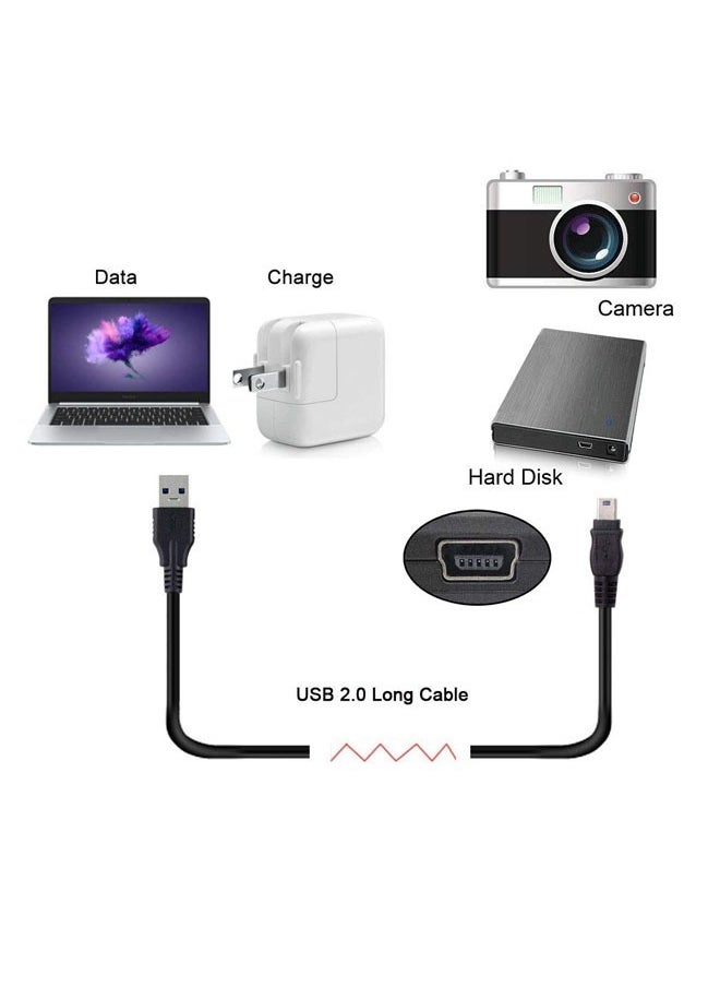 تايمي - كيبل بيانات USB صغير 5Pin إلى USB 2.0 ذكر للقرص الصلب والكاميرا والهاتف, وحدة تحكم بلاي ستيشن 3 بطول 10 متر - Image 1