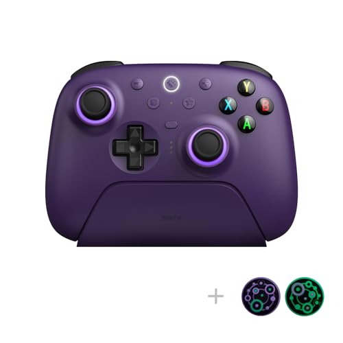 8Bitdo وحدة تحكم الألعاب اللاسلكية 8Bitdo Ultimate 2 مع عصي التحكم TMR، مشغلات قابلة للتبديل بتأثير هول/لمسية، تقنية لاسلكية 8Speed، قاعدة شحن، حلقة نارية RGB للكمبيوتر الشخصي وأندرويد - بنفسجي - Image 2