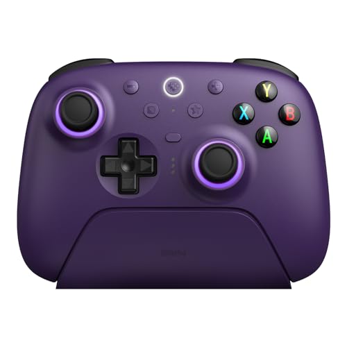 8Bitdo وحدة تحكم الألعاب اللاسلكية 8Bitdo Ultimate 2 مع عصي التحكم TMR، مشغلات قابلة للتبديل بتأثير هول/لمسية، تقنية لاسلكية 8Speed، قاعدة شحن، حلقة نارية RGB للكمبيوتر الشخصي وأندرويد - بنفسجي - Image 1