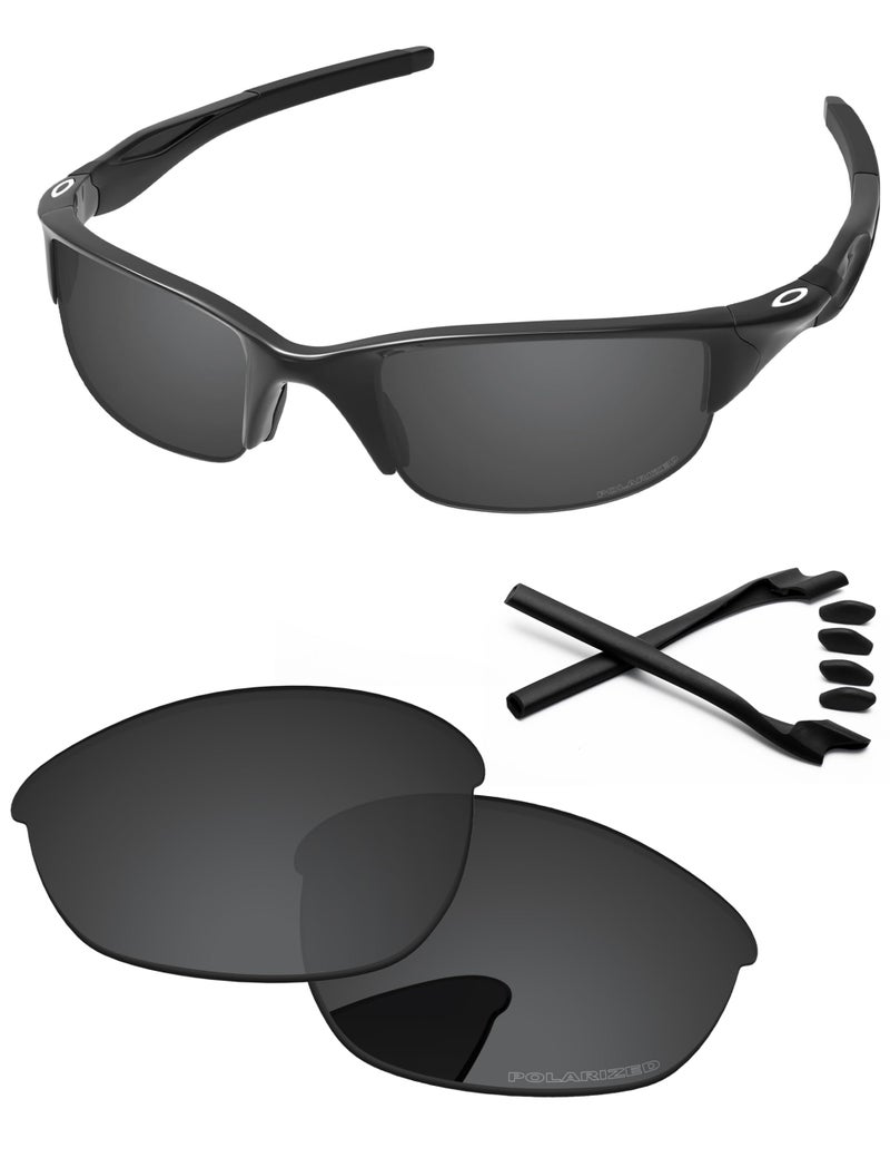 PapaViva Replacement Lenses & Rubber Kits for Oakley Half Jacket 2.0 OO9144 62mm Sunglass Solid Black Polarized - Image 1