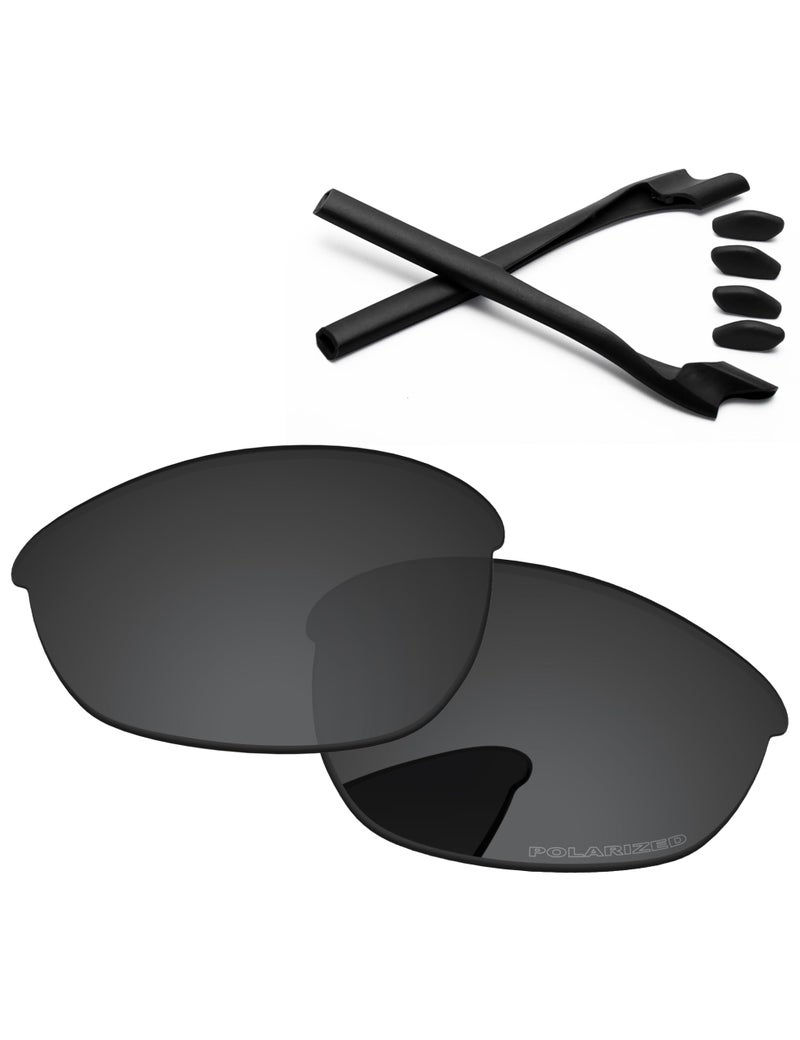 PapaViva Replacement Lenses & Rubber Kits for Oakley Half Jacket 2.0 OO9144 62mm Sunglass Solid Black Polarized - Image 2