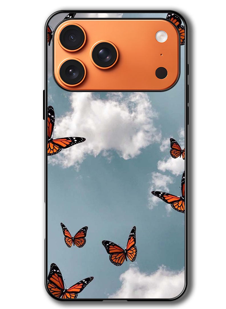 Theodor Case Compatible with Apple iPhone 17 Pro 6.3 Inch Protection Shockproof Bumper Cover Butterfies - Image 1