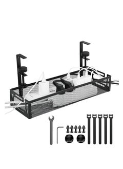 Cool Baby Under Desk Cable Management Tray Desktop Storage Cable Organizer Box No Drilling Required Large Capacity Wire Organizer (Black)  - Image 1