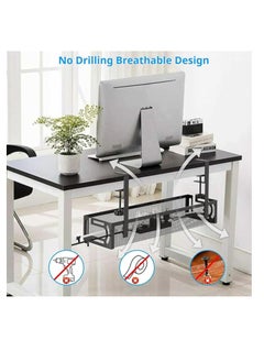 Cool Baby Under Desk Cable Management Tray Desktop Storage Cable Organizer Box No Drilling Required Large Capacity Wire Organizer (Black)  - Image 2
