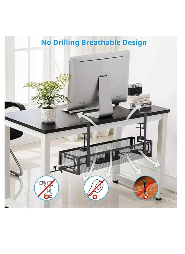 Cool Baby Under Desk Cable Management Tray Desktop Storage Cable Organizer Box No Drilling Required Large Capacity Wire Organizer (Black)  - Image 2