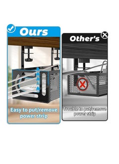 Cool Baby Under Desk Cable Management Tray Desktop Storage Cable Organizer Box No Drilling Required Large Capacity Wire Organizer (Black)  - Image 5