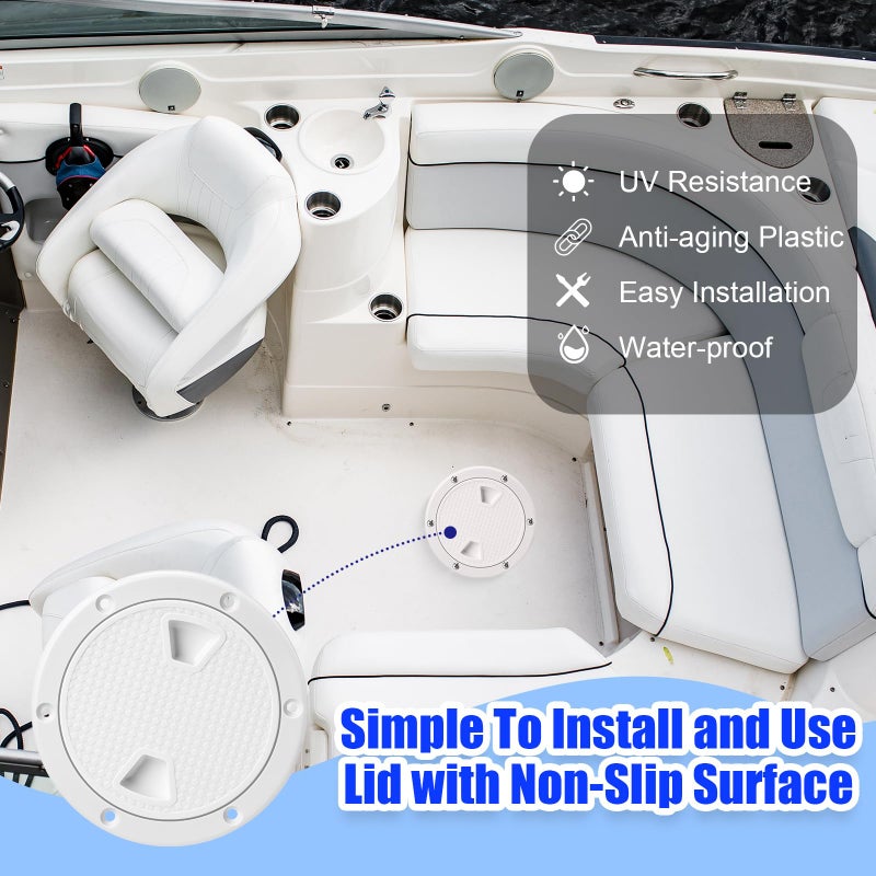 Landical 3 Pack 6 Inch Boat Hatch White Circular Non Slip Inspection Boat Detachable Deck Hatch Cover with 18 Attached Screw Parts for Marine Yacht RV Truck Vent Accessories - Image 5